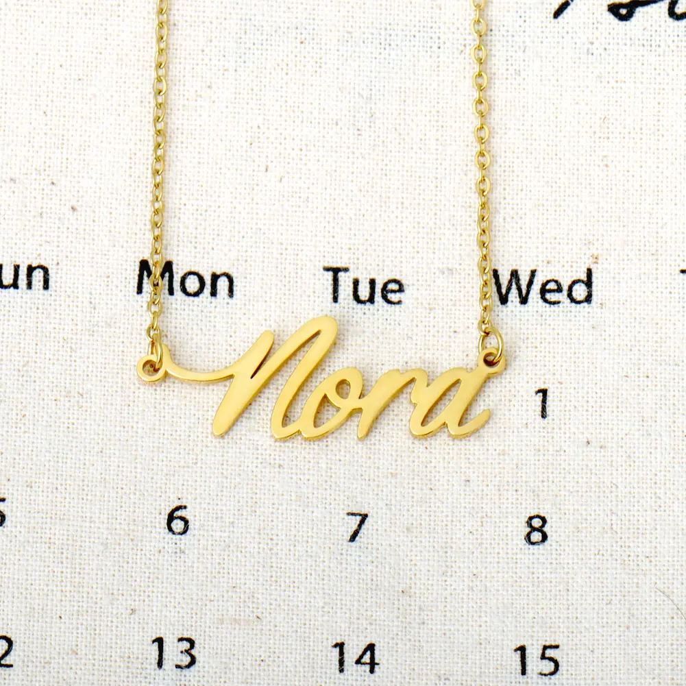 GR859C Nora Gold Color Stainless Steel Name Necklaces for Women Cursive Letters Charm Chokers Annivesary Gift
GR859C Nora Gold Color Stainless Steel Name Necklaces for Women Cursive Letters Charm Chokers Annivesary Gift