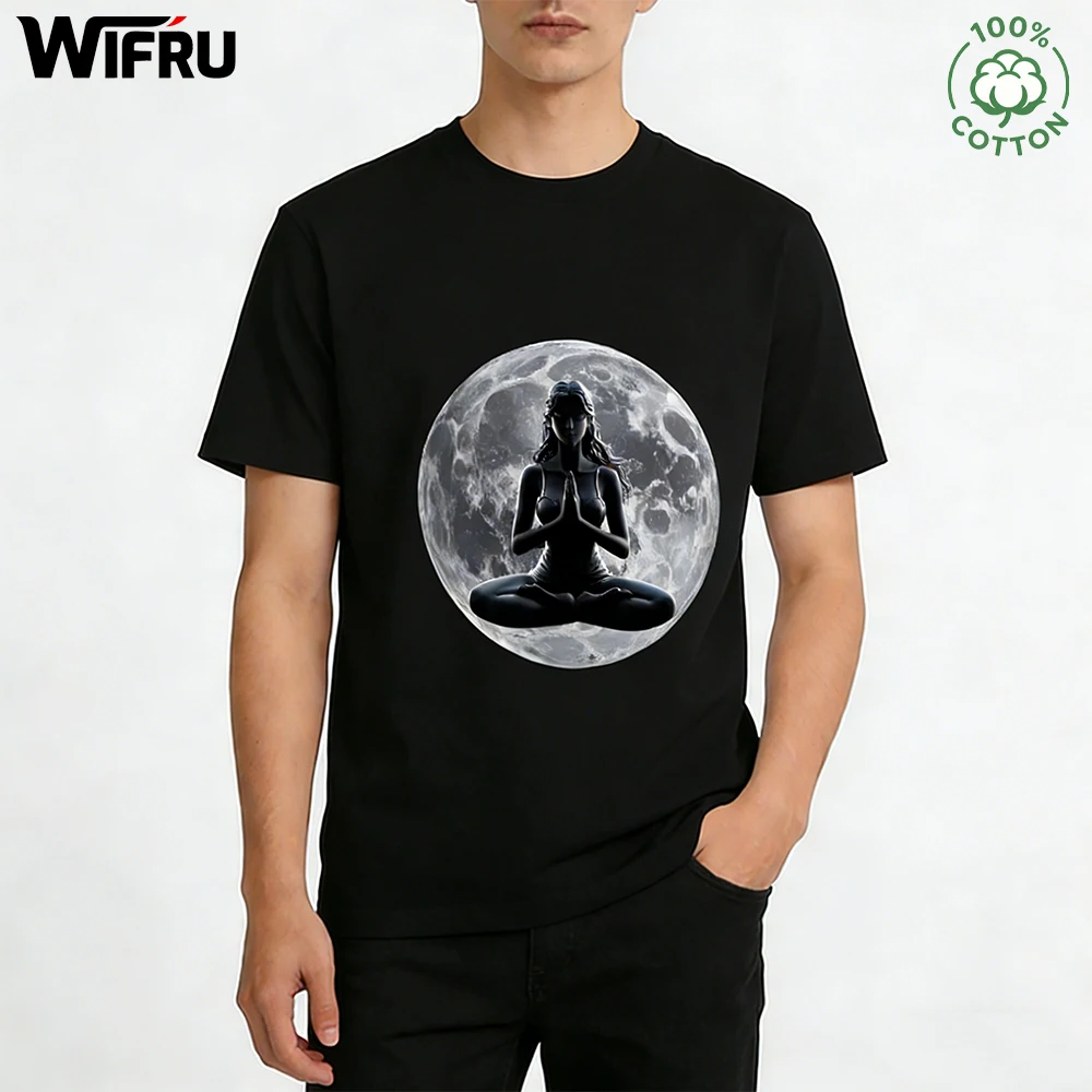 Moon Yoga Pattern Black T-shirt Summer Daily Skin-friendly Pure Natural Cotton Tee Men's And Women's Harajuku Fashion Street Top
Moon Yoga Pattern Black T-shirt Summer Daily Skin-friendly Pure Natural Cotton Tee Men's And Women's Harajuku Fashion Street Top