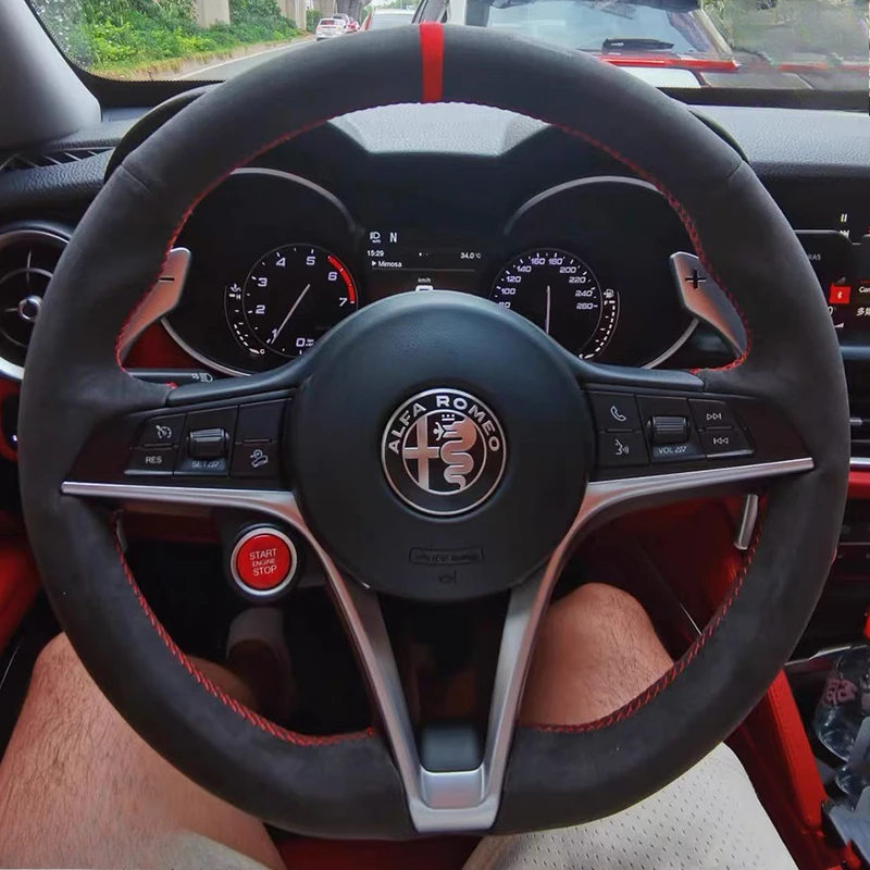 For Alfa Romeo Giulia Stelvio 2015-2018 Auto Parts hand-stitched high-quality non-slip Suede Car Steering Wheel Cover
For Alfa Romeo Giulia Stelvio 2015-2018 Auto Parts hand-stitched high-quality non-slip Suede Car Steering Wheel Cover