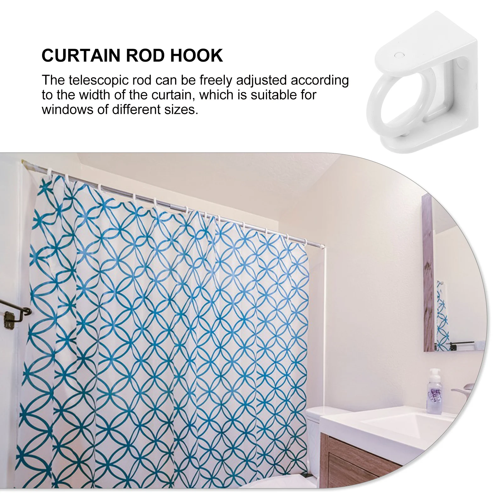 4 Pairs Curtain Rod Holder Hook Rods for Windows Shower Hangers No Drilling Holders 
4 Pairs Curtain Rod Holder Hook Rods for Windows Shower Hangers No Drilling Holders