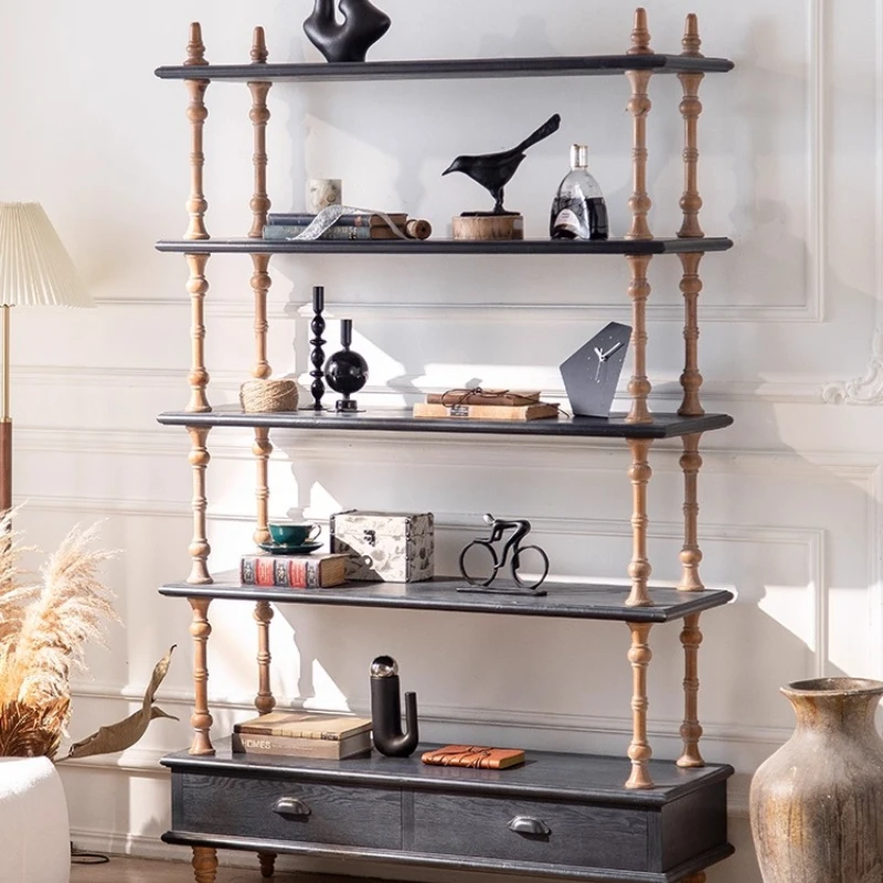 French retro shelf floor-to-ceiling multi-layer solid wood flower stand antique storage cabinet against the wall flower shop
French retro shelf floor-to-ceiling multi-layer solid wood flower stand antique storage cabinet against the wall flower shop