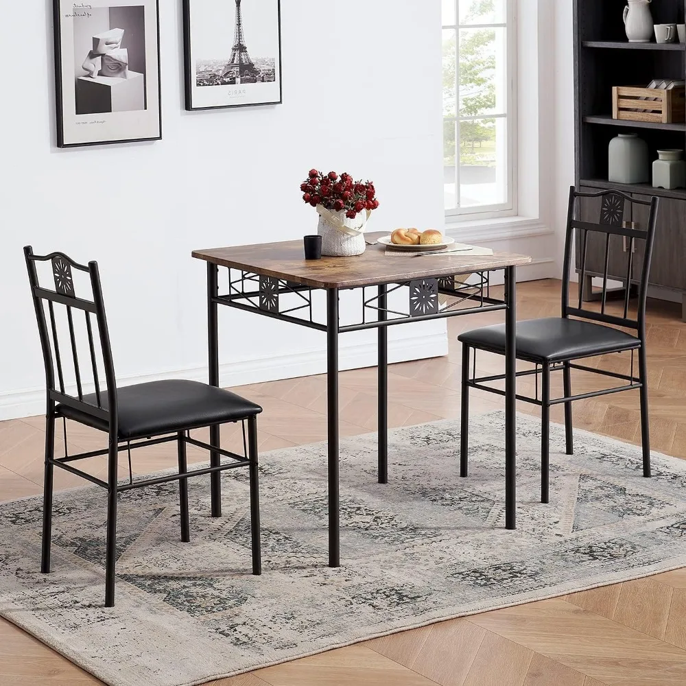 3-Piece Dining Room Wooden Kitchen Table and Pu Cushion Chair Sets for Small Space, Retro Brown
3-Piece Dining Room Wooden Kitchen Table and Pu Cushion Chair Sets for Small Space, Retro Brown