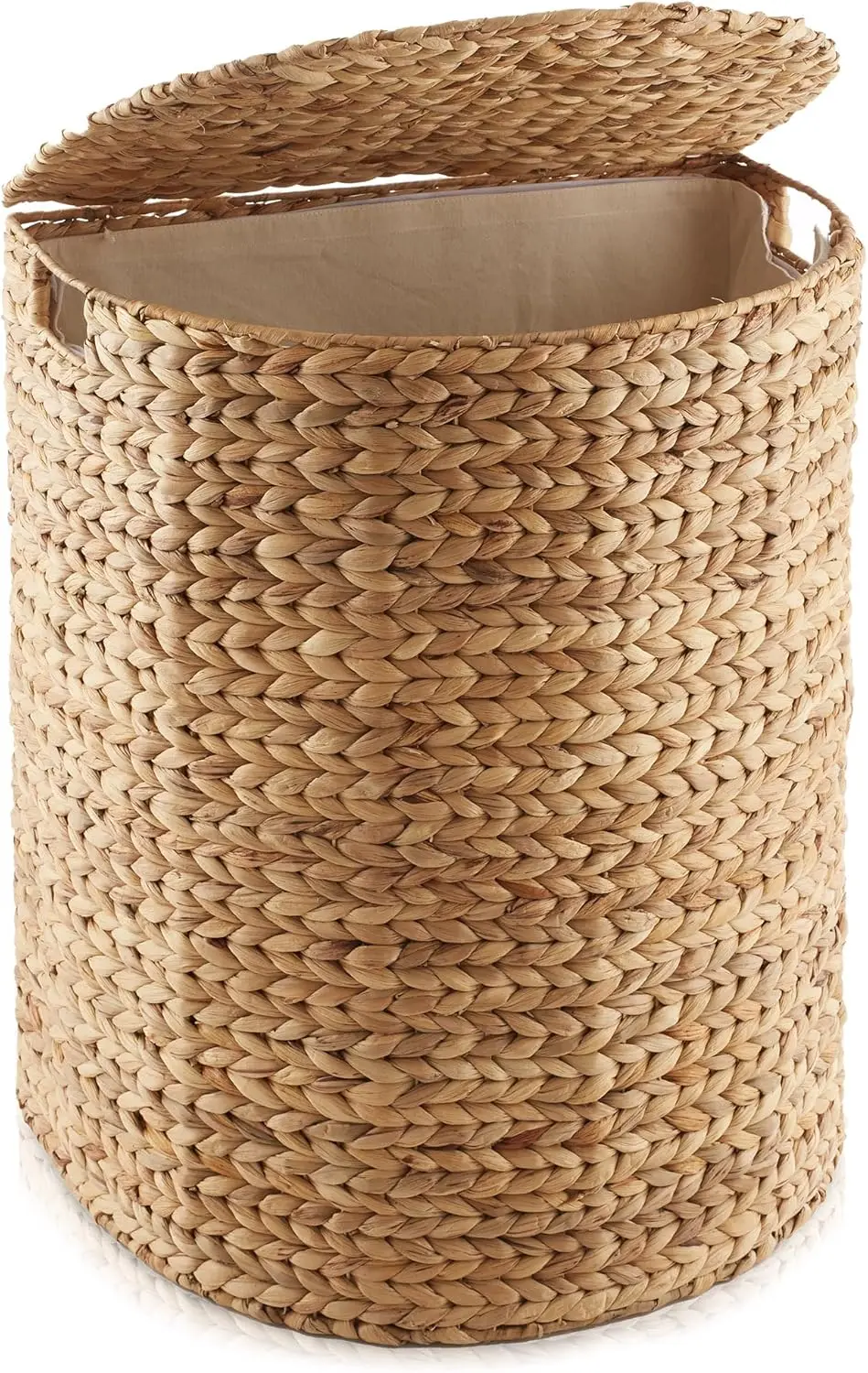 Half Moon Laundry Hamper with Lid & Removable Liner - Natural Woven Water Hyacinth Basket for Clothes & Towels
Half Moon Laundry Hamper with Lid & Removable Liner - Natural Woven Water Hyacinth Basket for Clothes & Towels
