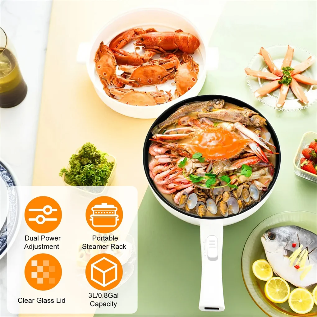 Electric Hot Pot Non-Stick Frying Pan Portable Rapid Noodles Cooker with Long Handle Steamer Spatula Dual Power Control Overheat
Electric Hot Pot Non-Stick Frying Pan Portable Rapid Noodles Cooker with Long Handle Steamer Spatula Dual Power Control Overheat
