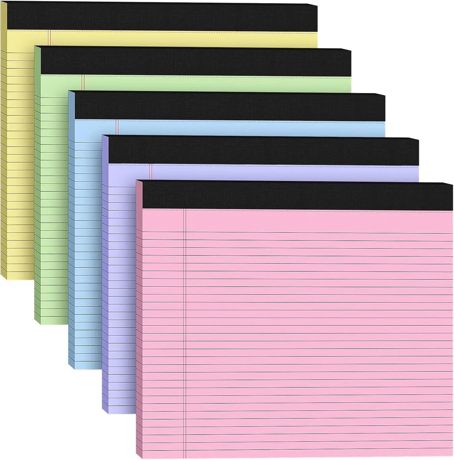 5 Pack Wide Legal Pads 11" x 9.5" Landscape College Ruled with 30 Sheets Each, Perforated Writing Paper, Thick Backboard
5 Pack Wide Legal Pads 11" x 9.5" Landscape College Ruled with 30 Sheets Each, Perforated Writing Paper, Thick Backboard