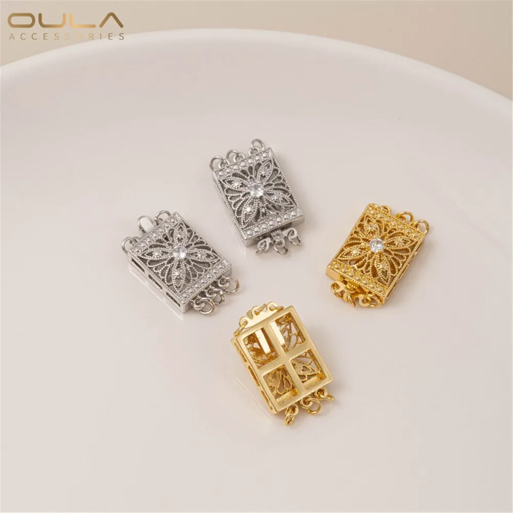 1pcs Diy Rectangular Multi-row Pearl Clasp with Color Retention Vacuum Plating of 18K Real Gold and White Gold Inlaid Zircon
1pcs Diy Rectangular Multi-row Pearl Clasp with Color Retention Vacuum Plating of 18K Real Gold and White Gold Inlaid Zircon