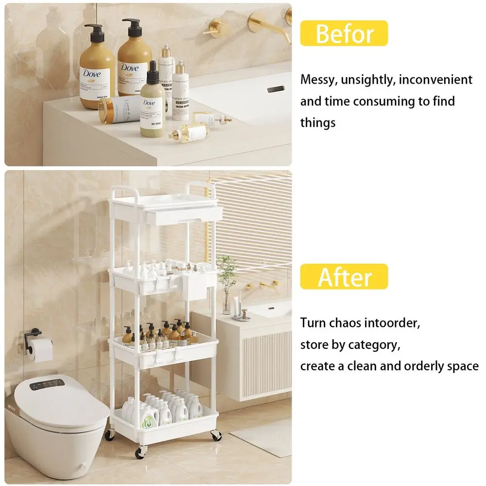 Tier Rolling Utility Cart With Drawer, Utility Cart Made Of Multifunctional Storage Organizer Tool For Kitchen,Bathroom,Living
Tier Rolling Utility Cart With Drawer, Utility Cart Made Of Multifunctional Storage Organizer Tool For Kitchen,Bathroom,Living