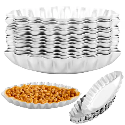 Moule à tarte aux œufs en forme de bateau ovale cannelé, Anti-déformation, antiadhésif, Style bateau, pour pain, pain, Pudding, outil de cuisson, 20 pièces