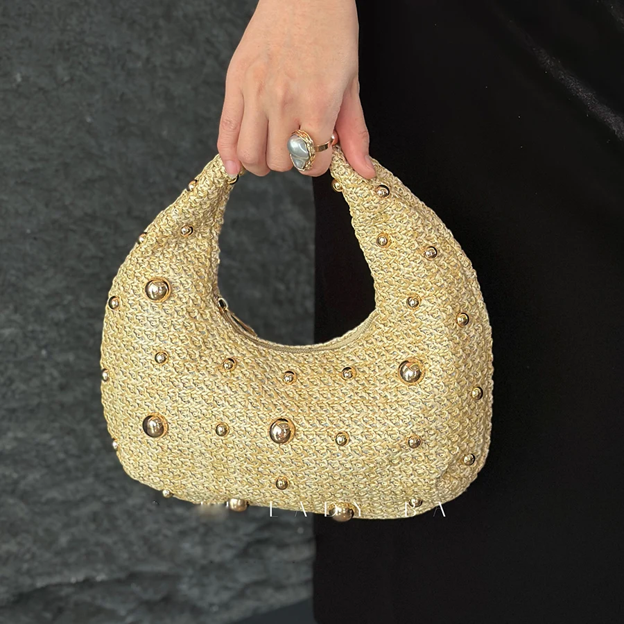 Boho Beaded Straw Handbag Elegant New Moon Clutch Purse Summer Beach Woven Tote Women's Rattan Evening Bag For Wedding Daily Sac
Boho Beaded Straw Handbag Elegant New Moon Clutch Purse Summer Beach Woven Tote Women's Rattan Evening Bag For Wedding Daily Sac