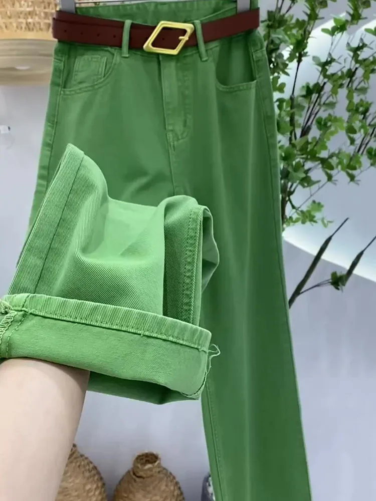 Casual High Waist Women Denim Long Pants Autumn Green Jeans for Women Fashion Loose Wide Leg Pants Female
Casual High Waist Women Denim Long Pants Autumn Green Jeans for Women Fashion Loose Wide Leg Pants Female