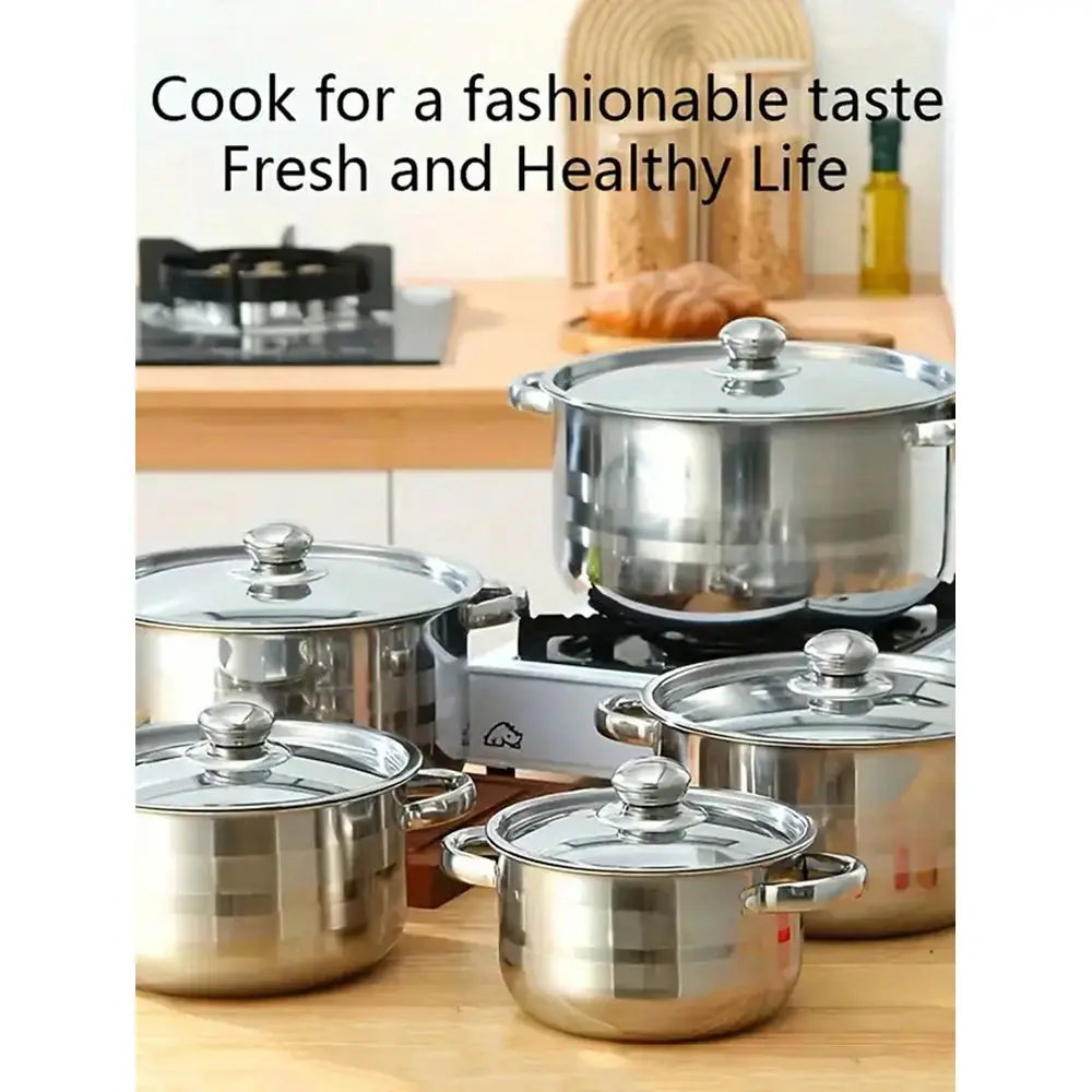 Luxury Stainless Steel Induction Cookware Set, NonStick Stainless Steel Pots With Lids In 5 Sizes 6.3 7 7.9 8.6 9.4 , Perfect C
Luxury Stainless Steel Induction Cookware Set, NonStick Stainless Steel Pots With Lids In 5 Sizes 6.3 7 7.9 8.6 9.4 , Perfect C
