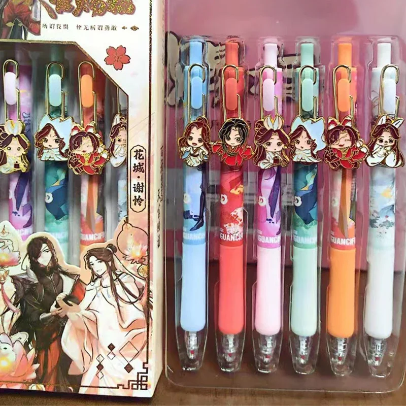 New 6Pcs Tian Guan Ci Fu Xie Lian Hua Cheng Gel Pen Metal Doll Heaven Official's Blessing Cartoon Signature Pen Stationery
New 6Pcs Tian Guan Ci Fu Xie Lian Hua Cheng Gel Pen Metal Doll Heaven Official's Blessing Cartoon Signature Pen Stationery