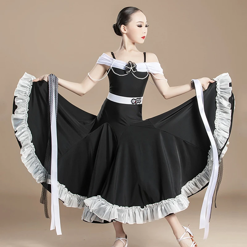 Standard Ballroom Dress Girls Waltz Modern Dance Dresses Professional Competition Wear Stage Performance Suit Black White VDL258
Standard Ballroom Dress Girls Waltz Modern Dance Dresses Professional Competition Wear Stage Performance Suit Black White VDL258
