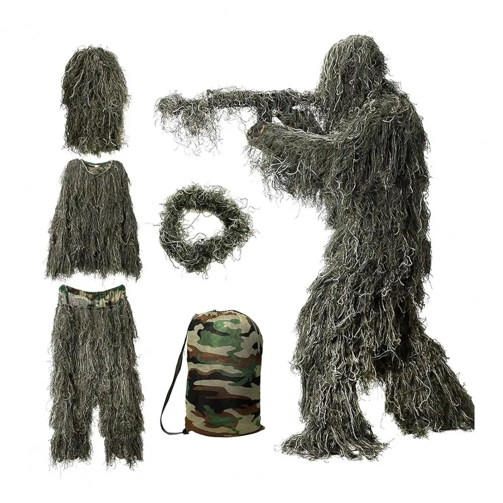 Breathable Ghillie Suit 5-piece Ghillie Suit Set for Youth Adults Woodland Camouflage Hunting Apparel with Jacket Pants Hood
Breathable Ghillie Suit 5-piece Ghillie Suit Set for Youth Adults Woodland Camouflage Hunting Apparel with Jacket Pants Hood