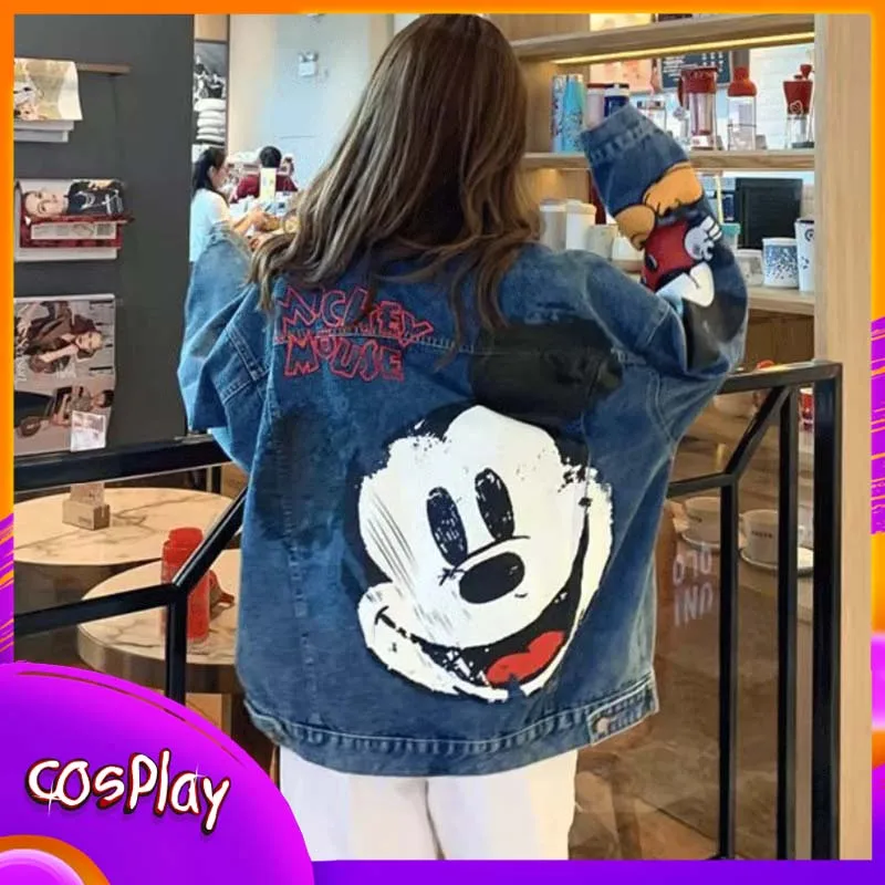 Джинсовая куртка с Микки Диснеем, повседневное пальто с длинными рукавами и мультяшным принтом, женское свободное пальто средней длины, модные тенденции, джинсовое пальто, подарок для девочки
Джинсовая куртка с Микки Диснеем, повседневное пальто с длинными рукавами и мультяшным принтом, женское свободное пальто средней длины, модные тенденции, джинсовое пальто, подарок для девочки