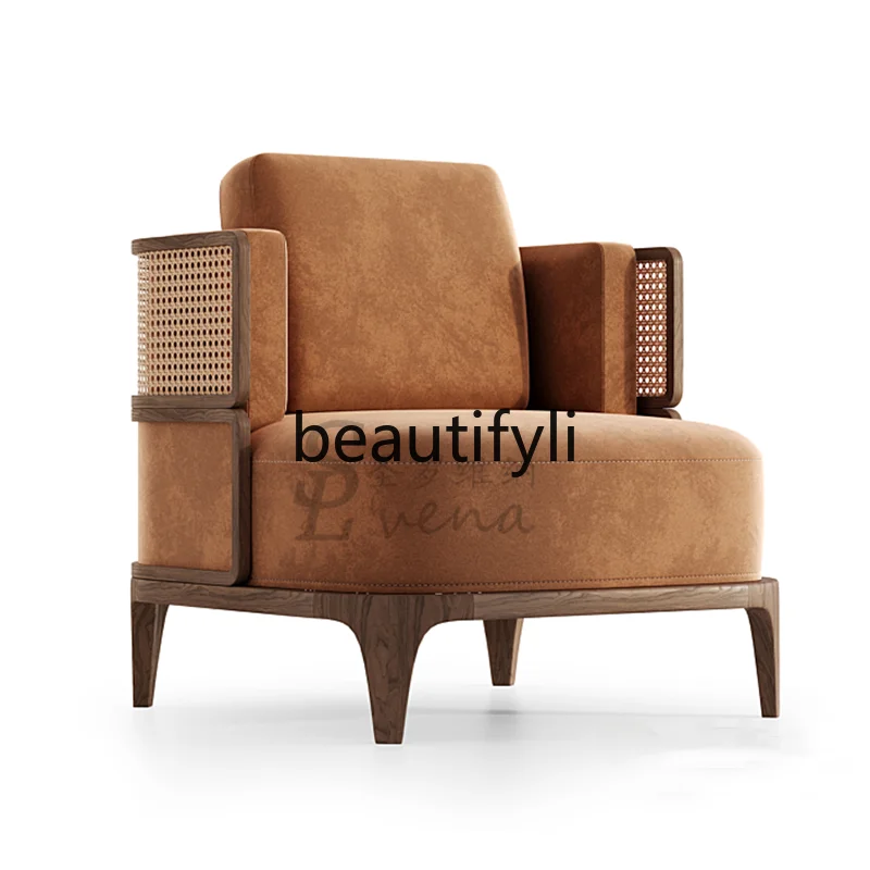 New Chinese Solid Wood Rattan Fabric Single Chair Nordic Reception Sofa Leisure Chair
New Chinese Solid Wood Rattan Fabric Single Chair Nordic Reception Sofa Leisure Chair