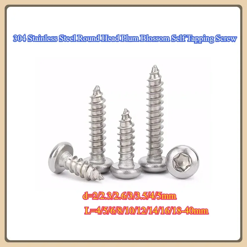 Plum Blossom Self Tapping Screw 304 Stainless Steel Round Head Wooden Screw M2-M6
Plum Blossom Self Tapping Screw 304 Stainless Steel Round Head Wooden Screw M2-M6