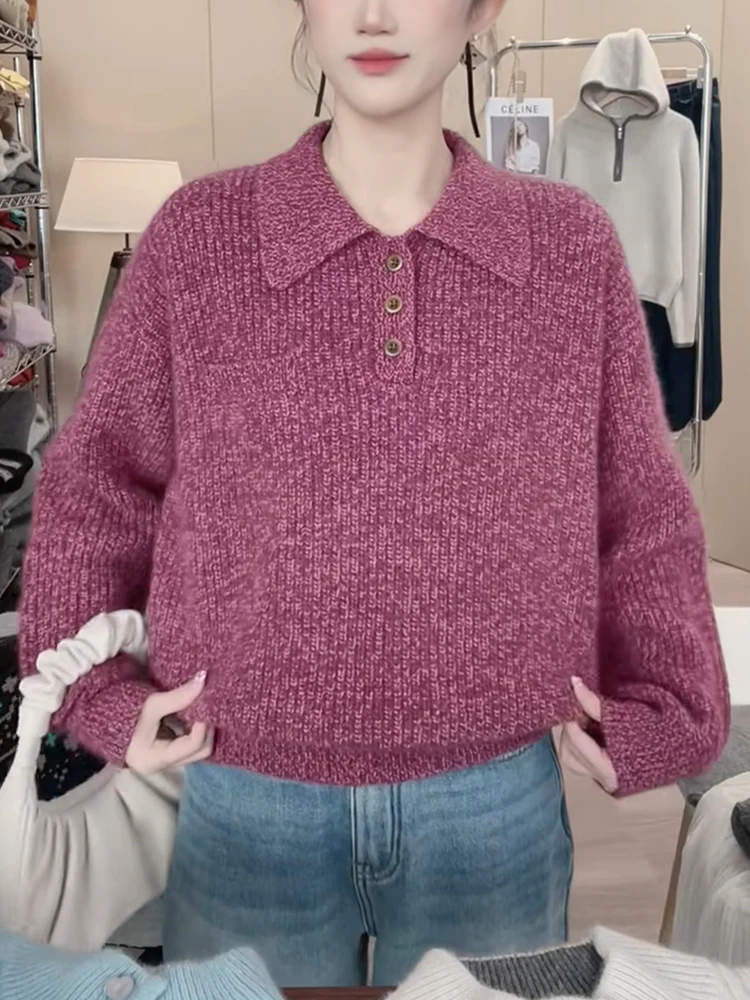 Slimming Sweet Fashionable Knitwear Casual Half Open Collar plus Size Meat Covering Stylish Top Trendy Korean Style Long Sleeve
Slimming Sweet Fashionable Knitwear Casual Half Open Collar plus Size Meat Covering Stylish Top Trendy Korean Style Long Sleeve