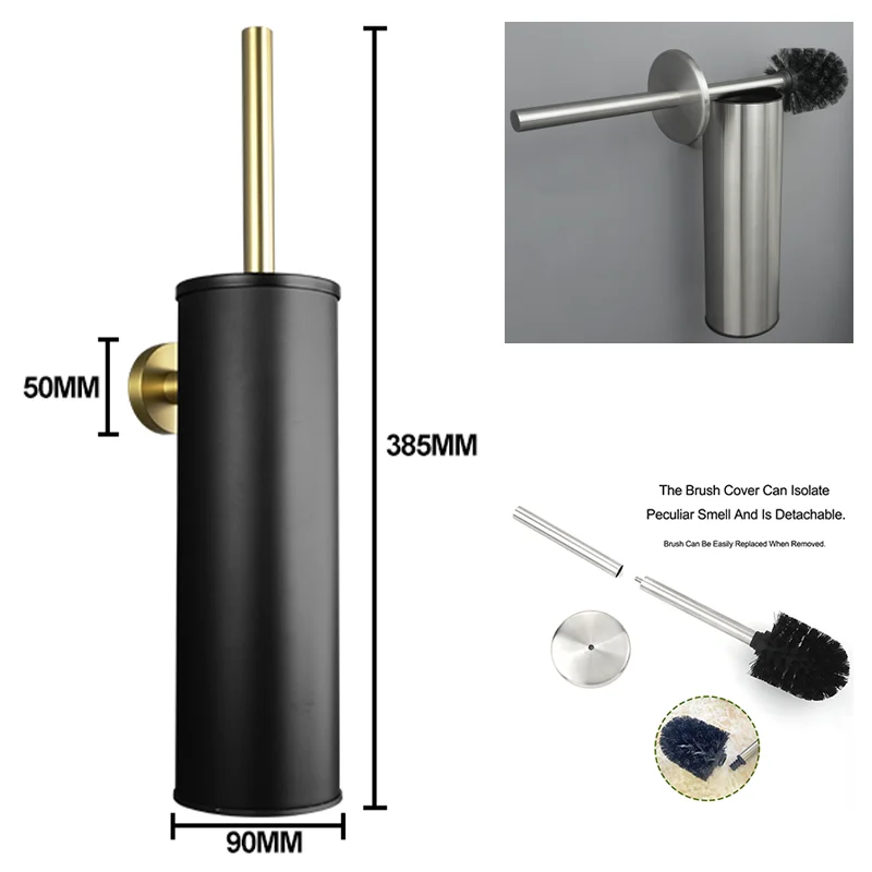 Brushed Gold Black Wall Mounted Toilet Brush Set with Shelf Cup Holder Stainless Steel Bathroom Cleaning Accessory
Brushed Gold Black Wall Mounted Toilet Brush Set with Shelf Cup Holder Stainless Steel Bathroom Cleaning Accessory