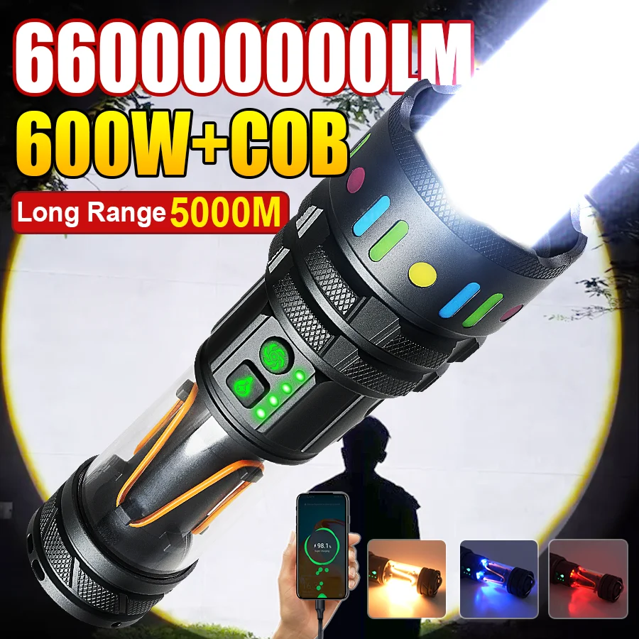 660000000LM High Strong Power LED Flashlights Tactical Torch Display Light USB Charging Camping Fishing Emergency Zoom Lantern
660000000LM High Strong Power LED Flashlights Tactical Torch Display Light USB Charging Camping Fishing Emergency Zoom Lantern