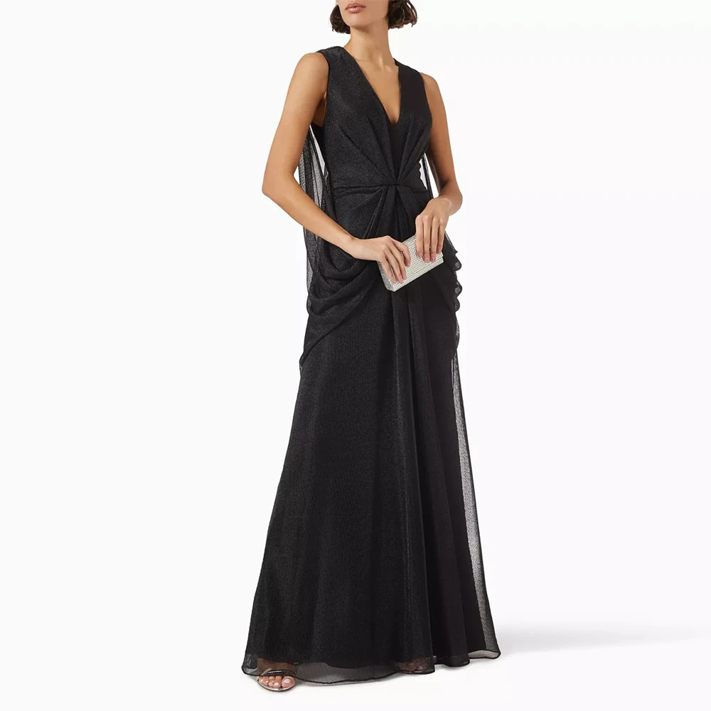 Concert Costumes Formal Black Net Pleat Ruched Evening Dress Straight V-neck Long Dresses Elegant Luxury Evening Dress 2024
Concert Costumes Formal Black Net Pleat Ruched Evening Dress Straight V-neck Long Dresses Elegant Luxury Evening Dress 2024