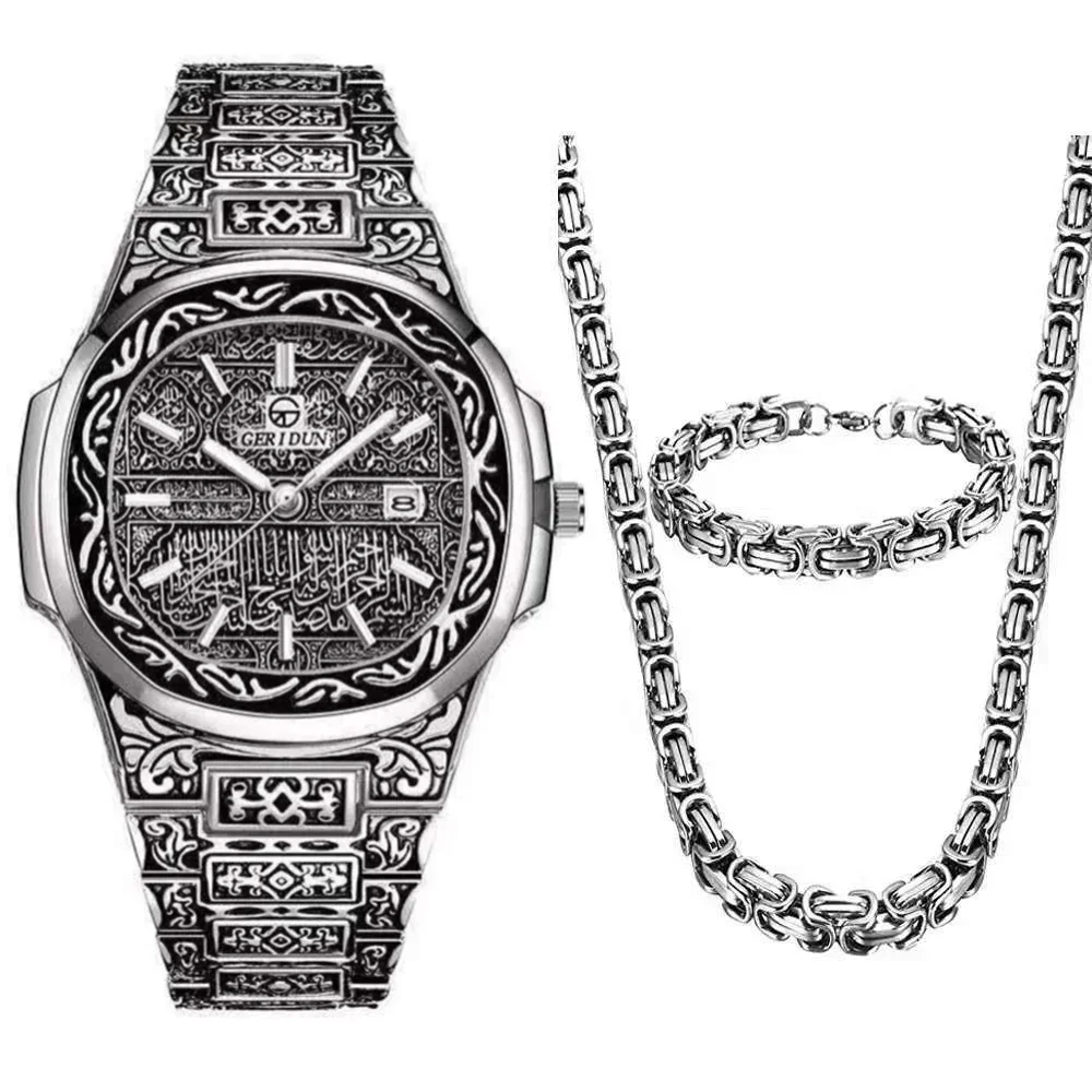 Necklace Watch Bracelet Hip Hop Luxury Stainless Steel 8mm Imperial Link Chain Wristwatch Gold Clock for Men Jewelry Set Relojes
Necklace Watch Bracelet Hip Hop Luxury Stainless Steel 8mm Imperial Link Chain Wristwatch Gold Clock for Men Jewelry Set Relojes