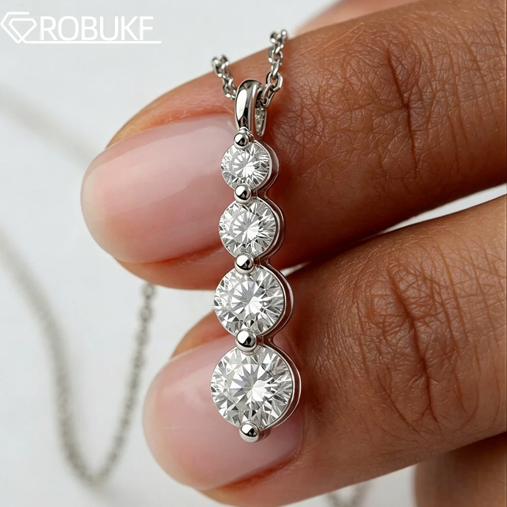4-Stone Gradient Round Moissanite Diamond Drop Pendant Necklace for Women 925 Sterling Silver Jewelry Wedding Anniversary Gifts
4-Stone Gradient Round Moissanite Diamond Drop Pendant Necklace for Women 925 Sterling Silver Jewelry Wedding Anniversary Gifts