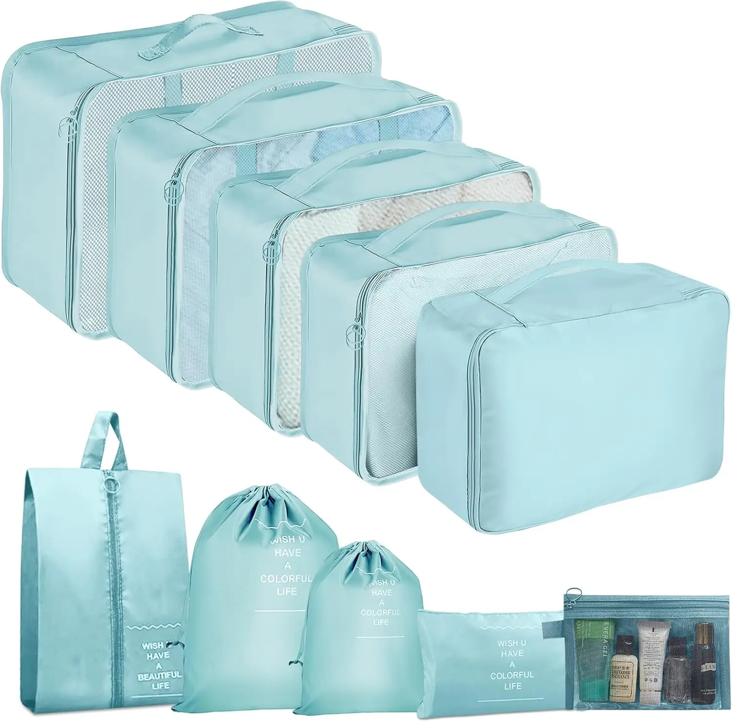 10 Set Packing Cubes for Travel - Mesh Breathable Luggage Organizer Bags for Family, Suitcase Essentials
10 Set Packing Cubes for Travel - Mesh Breathable Luggage Organizer Bags for Family, Suitcase Essentials
