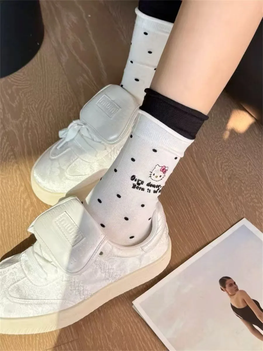 Polka Dot Women's Socks - Spring/Summer Lightweight Style Adorable Cat Contrast Colour Double Rib Fashion Mid-Calf Socks Korean 
Polka Dot Women's Socks - Spring/Summer Lightweight Style Adorable Cat Contrast Colour Double Rib Fashion Mid-Calf Socks Korean