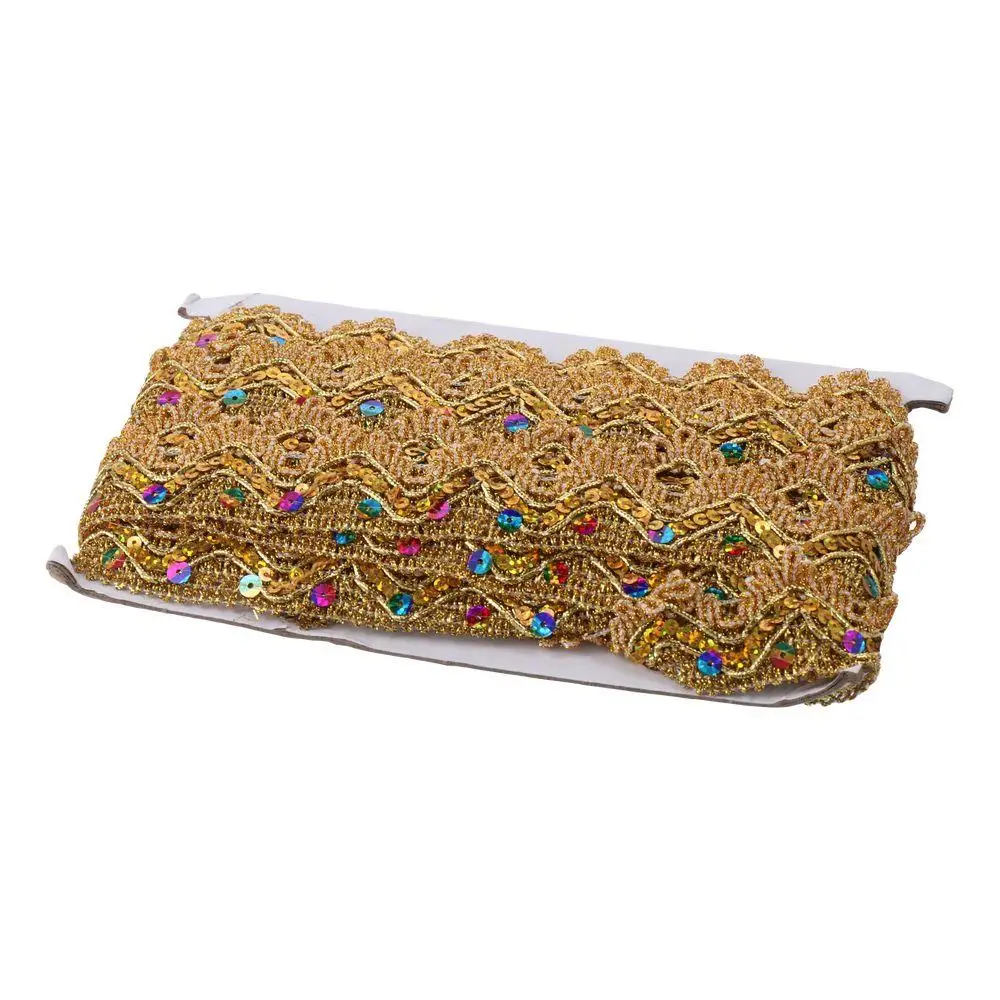 Craft Sewing Shiny Beaded Colored Lace Lace Trim Sequined Ribbon Triangle Gold Silk Lace Wave National Uniform Hair Cap Bag
Craft Sewing Shiny Beaded Colored Lace Lace Trim Sequined Ribbon Triangle Gold Silk Lace Wave National Uniform Hair Cap Bag