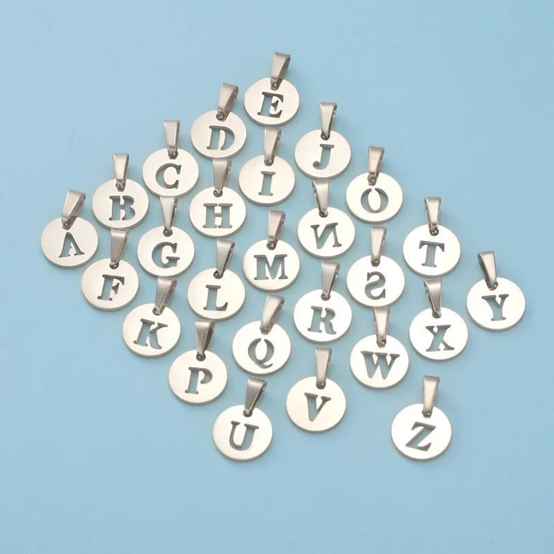 26pcs/lot Stainless Steel Cut Out 10mm Round Alphabet Charms DIY Initials From A-Z Alphabet Pendant with Jump Ring Accessories
26pcs/lot Stainless Steel Cut Out 10mm Round Alphabet Charms DIY Initials From A-Z Alphabet Pendant with Jump Ring Accessories