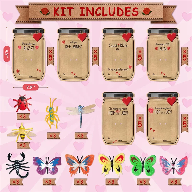 30Pack Valentines Day Gifts Set For Kids 6 Different Bugs Toy Valentine Exchange Cards Kit For Boys Girls School Party Favors
30Pack Valentines Day Gifts Set For Kids 6 Different Bugs Toy Valentine Exchange Cards Kit For Boys Girls School Party Favors