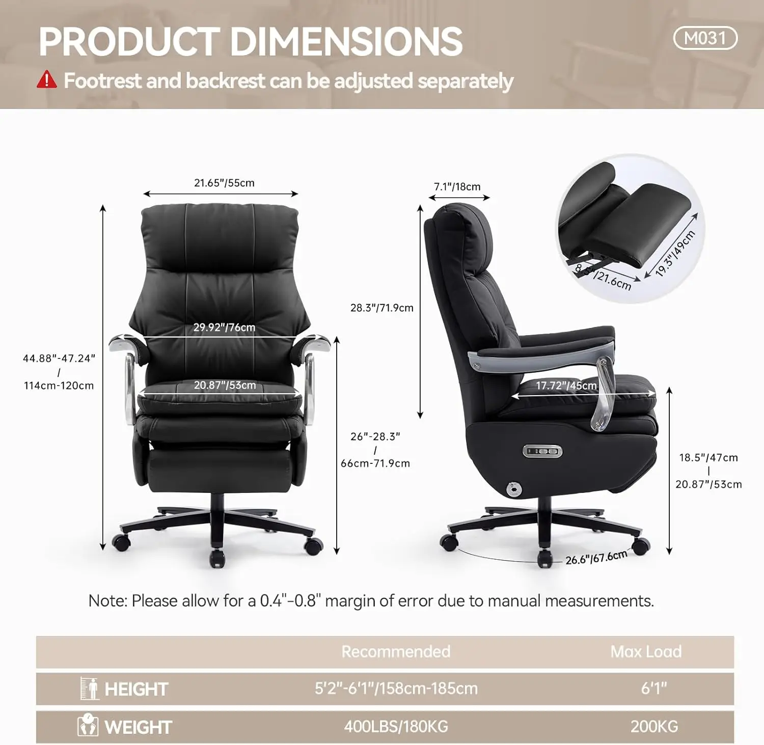 Executive Office Chair With Footrest,Sustainable Leather Electric Ergonomic Reclining Home Office Desk Chairs With Massage, Big
Executive Office Chair With Footrest,Sustainable Leather Electric Ergonomic Reclining Home Office Desk Chairs With Massage, Big