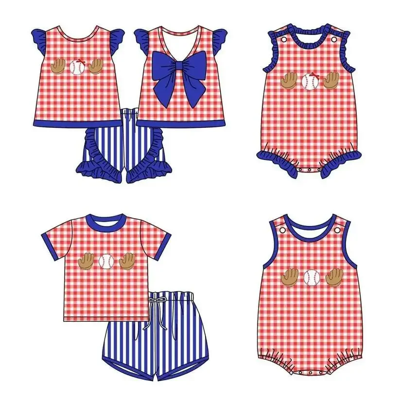 girls clothes Red plaid toddler onesie blue and white striped pants ball print Wholesale boutique children's clothes
girls clothes Red plaid toddler onesie blue and white striped pants ball print Wholesale boutique children's clothes