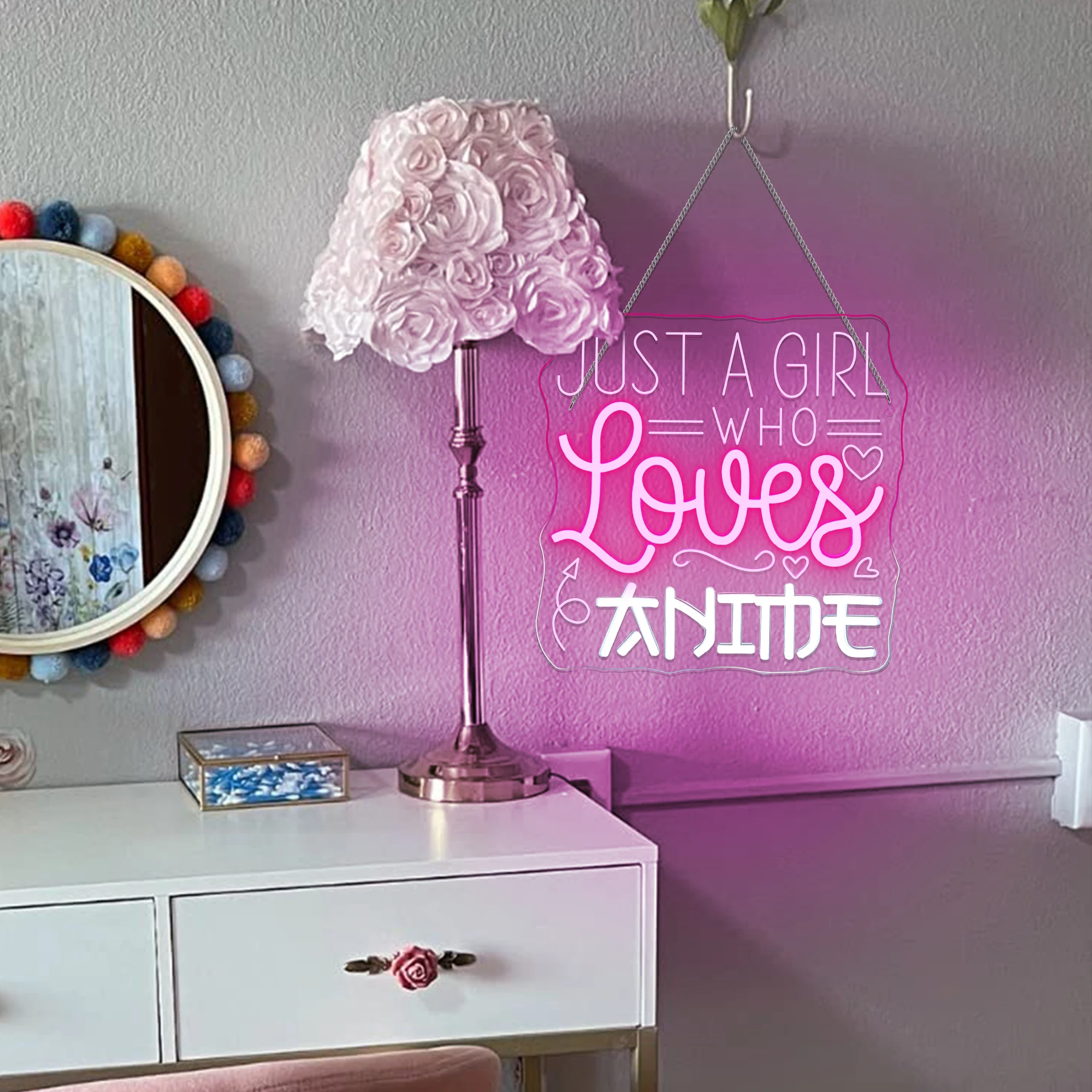 Neon Sign Just A Girl Loves Anime Pink White Hanging Neon Sign Girl Room Decor For Girl Bedroom Wall Art Anime Gifts
Neon Sign Just A Girl Loves Anime Pink White Hanging Neon Sign Girl Room Decor For Girl Bedroom Wall Art Anime Gifts