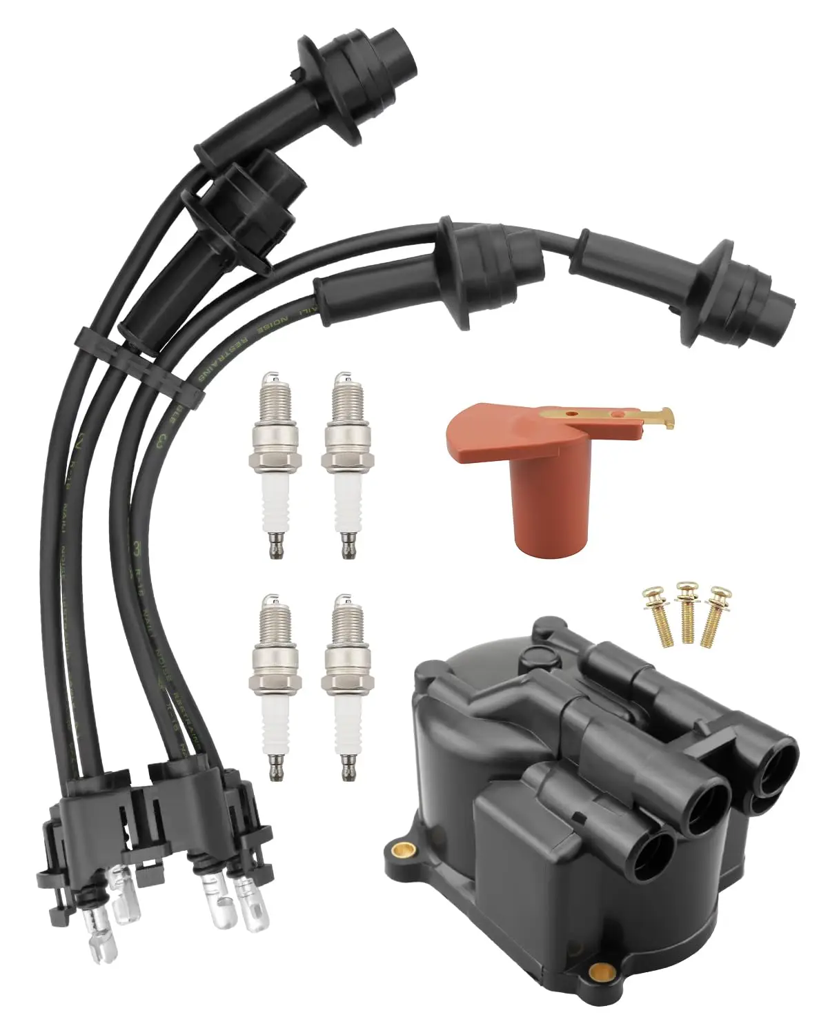 Tune Up Kit Distributor Cap + Ignition Rotor + Spark Plugs + Ignition Wire Set fits for Toyota Forklift 5FG 6FG 7FG Series w/ 4Y
Tune Up Kit Distributor Cap + Ignition Rotor + Spark Plugs + Ignition Wire Set fits for Toyota Forklift 5FG 6FG 7FG Series w/ 4Y