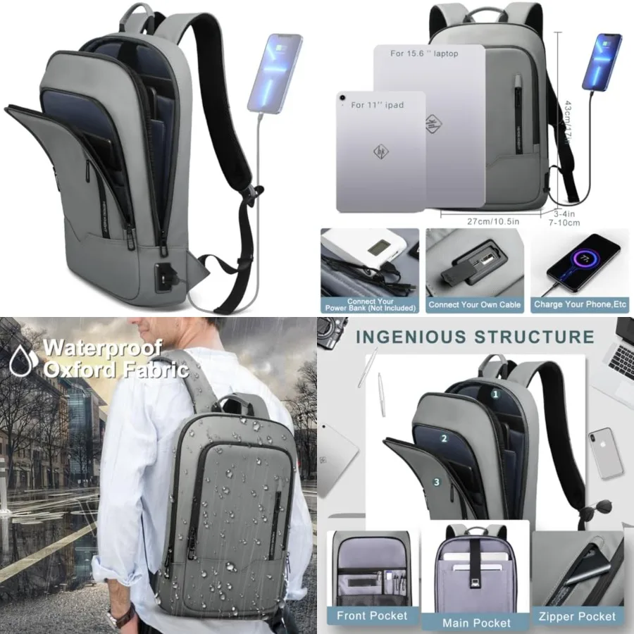 Backpack for Men Business Slim Backpack with USB Charger Computer Lightweight Anti-theft Travel Backpacks Water Resistant Lapto
Backpack for Men Business Slim Backpack with USB Charger Computer Lightweight Anti-theft Travel Backpacks Water Resistant Lapto