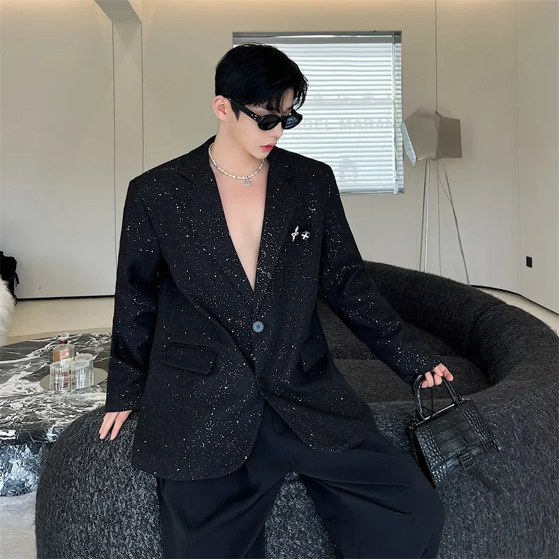 Spring New Sle Men's Faion Casual Suit Jaet Loose Fit Glitter Little Gold Dot Design Sensation Brightening Upperwear
Spring New Sle Men's Faion Casual Suit Jaet Loose Fit Glitter Little Gold Dot Design Sensation Brightening Upperwear