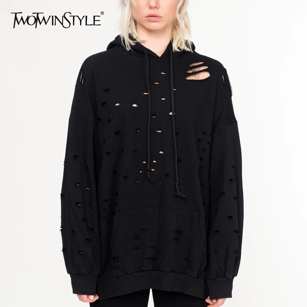 TWOTWINSTYLE Hollow Out Minimalist Sweatshirts For Women Hooded Long Sleeve Kangaroo Pocket Casual Sweatshirt Female Fashion New
TWOTWINSTYLE Hollow Out Minimalist Sweatshirts For Women Hooded Long Sleeve Kangaroo Pocket Casual Sweatshirt Female Fashion New
