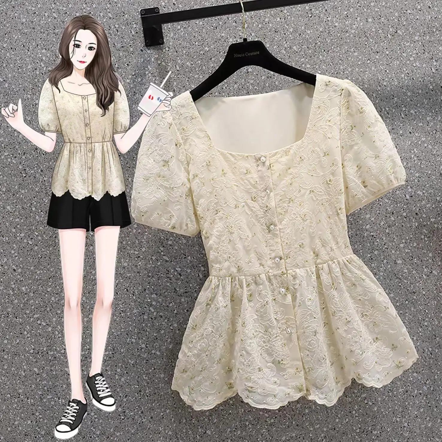 2023 Summer New French Elegant Embroidery Square Neck Shirt Fat MM Sweet Loose Short Sleeve Shirt
2023 Summer New French Elegant Embroidery Square Neck Shirt Fat MM Sweet Loose Short Sleeve Shirt