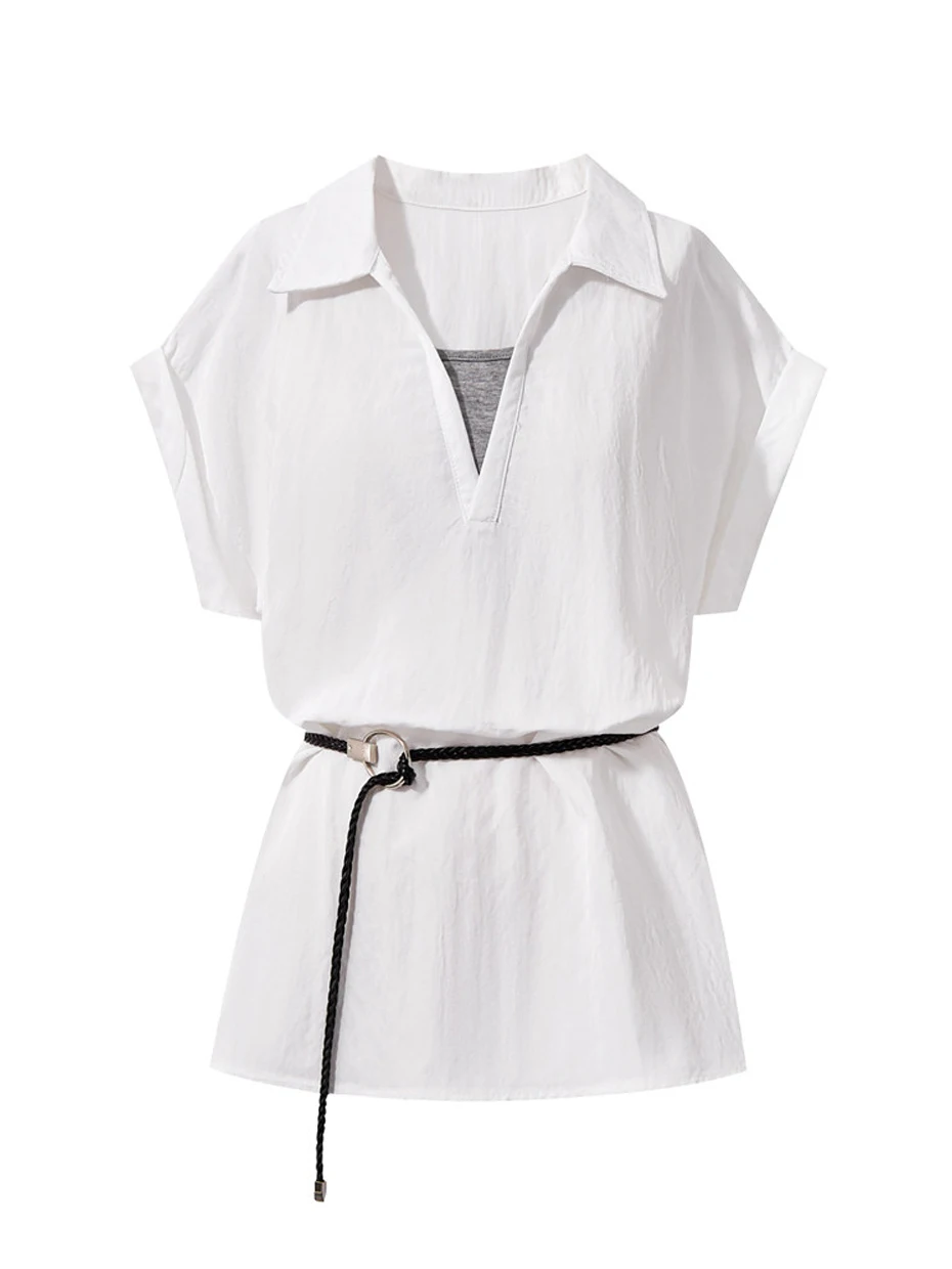 Women's Denim Short Sleeve Shirt Waist Cinching Patchwork Layering Top Summer New Design Commute Style Polyester Fiber
Women's Denim Short Sleeve Shirt Waist Cinching Patchwork Layering Top Summer New Design Commute Style Polyester Fiber