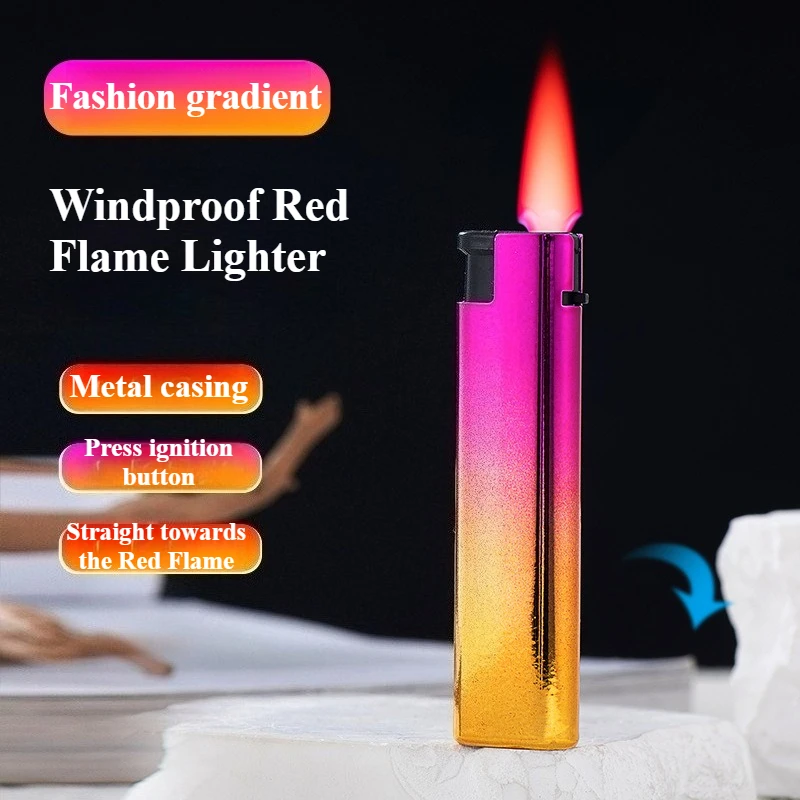 50PCS Fashion Gradient Metal Shell Jet Red Flame Lighter Outdoor Portable Mini Windproof Gas Lighter Cigarette Accessories
50PCS Fashion Gradient Metal Shell Jet Red Flame Lighter Outdoor Portable Mini Windproof Gas Lighter Cigarette Accessories