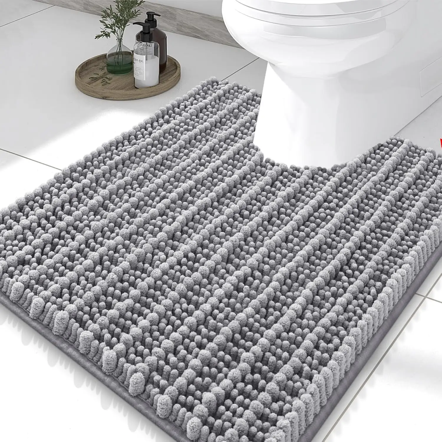 U-Shaped Contour Bath Rug 24x20, Extra Soft Absorbent Chenille, Non-Slip Rubber Backing, Machine Washable Toilet Mat, Grey
U-Shaped Contour Bath Rug 24x20, Extra Soft Absorbent Chenille, Non-Slip Rubber Backing, Machine Washable Toilet Mat, Grey