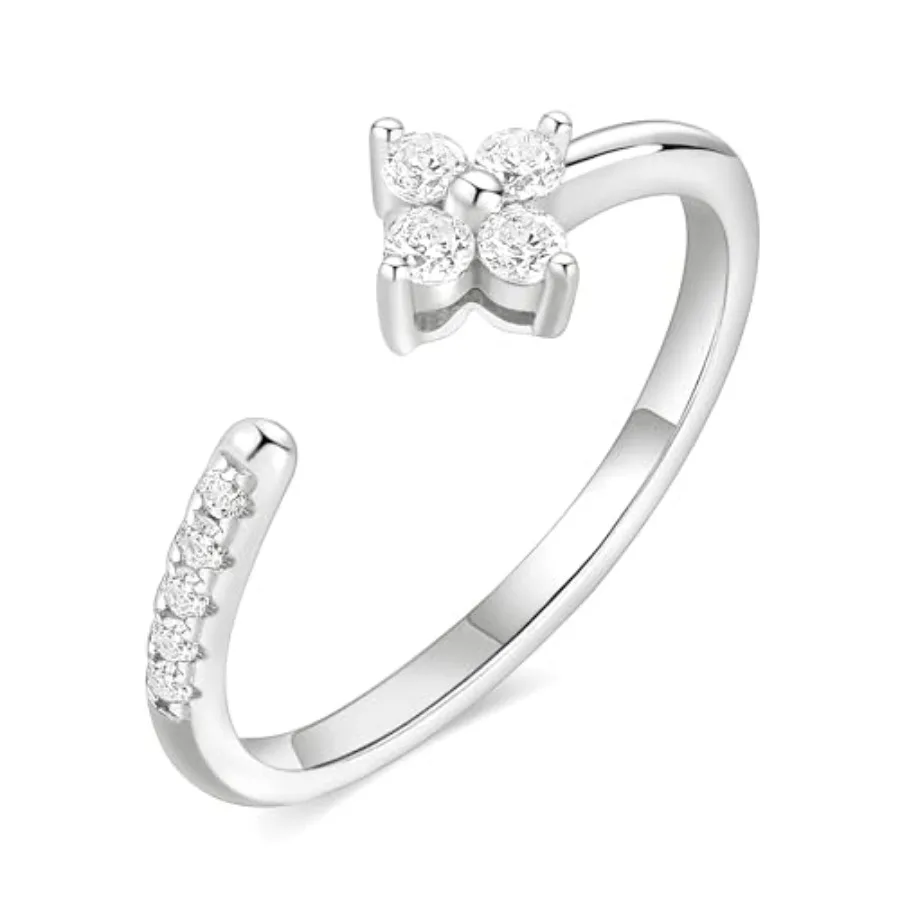 Monkton 1.8mm S925 Sterling Silver Stackable Ring for Women Open Adjustable Flower Cubic Zirconia Anniversay Ring Dainty CZ Ete
Monkton 1.8mm S925 Sterling Silver Stackable Ring for Women Open Adjustable Flower Cubic Zirconia Anniversay Ring Dainty CZ Ete
