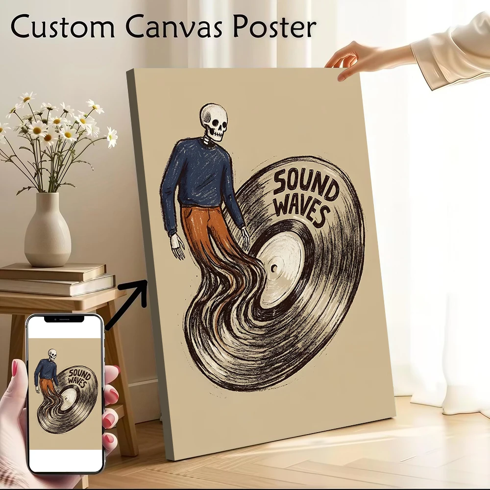 Skeleton Emerging From a Vinyl Record Poster Customizable Printed Canvas Painting for Pictures Wall Art Living Room Decoration
Skeleton Emerging From a Vinyl Record Poster Customizable Printed Canvas Painting for Pictures Wall Art Living Room Decoration