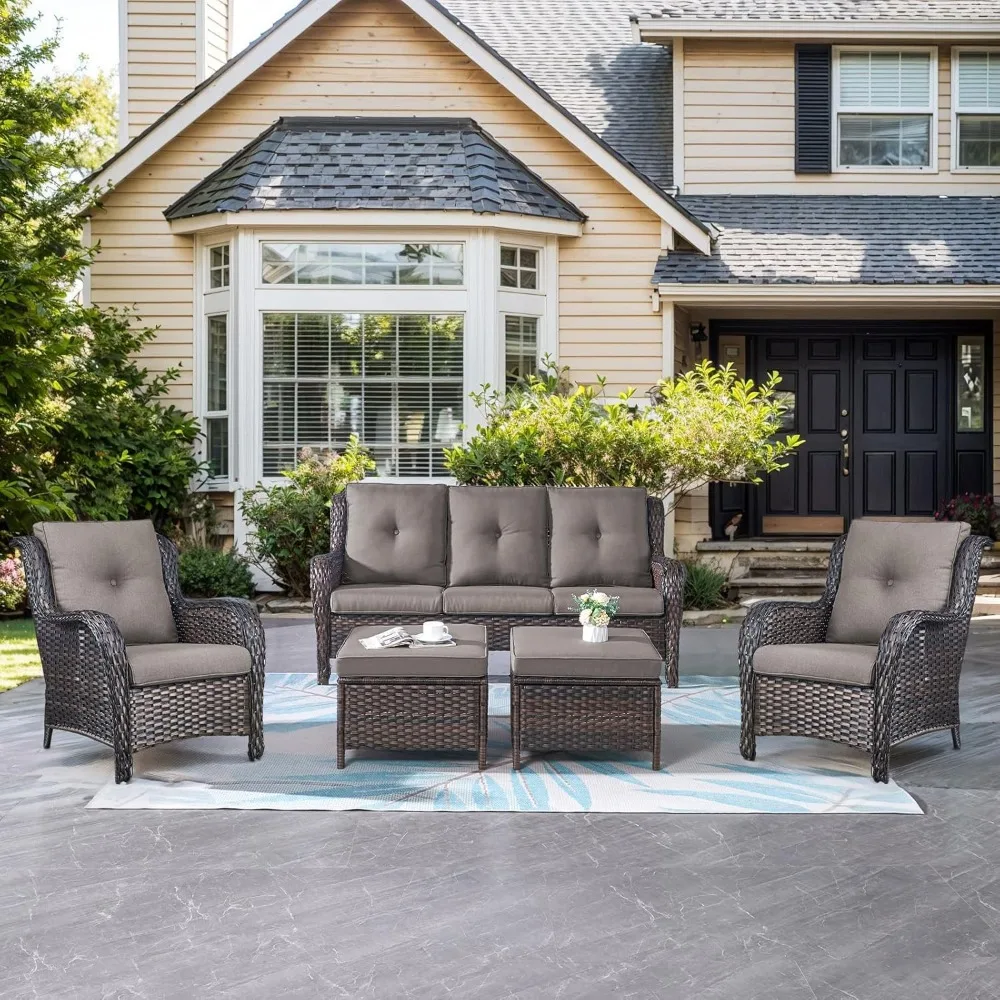 Outdoor Wicker Furniture 5 Pieces Patio Furniture Sofa Set Patio Wicker Chairs with Ottomans Conversation Set for Porch Garden D
Outdoor Wicker Furniture 5 Pieces Patio Furniture Sofa Set Patio Wicker Chairs with Ottomans Conversation Set for Porch Garden D