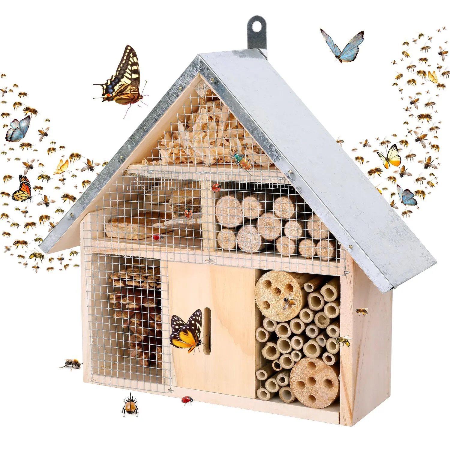 Wooden Insect House Lodge Butterfly House Garden Ecological Observation Catcher Wooden House Bee Tin Hangable Decoration
Wooden Insect House Lodge Butterfly House Garden Ecological Observation Catcher Wooden House Bee Tin Hangable Decoration