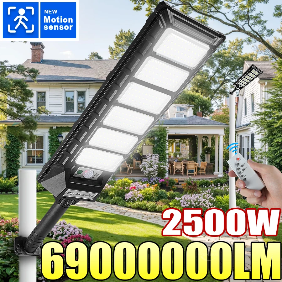 69000000LM LED Solar Lights Outdoor Motion Sensor 2500W Solar Street Lamp Remote Control IPX67 Waterproof Street Garden Lanterns
69000000LM LED Solar Lights Outdoor Motion Sensor 2500W Solar Street Lamp Remote Control IPX67 Waterproof Street Garden Lanterns