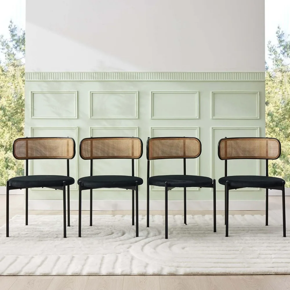 Dining Chairs Set of 4,Farmhouse Metal Dining Room Chairs with Upholstered Cushion,Mid-Century Cane Chairs Set for Kitchen
Dining Chairs Set of 4,Farmhouse Metal Dining Room Chairs with Upholstered Cushion,Mid-Century Cane Chairs Set for Kitchen