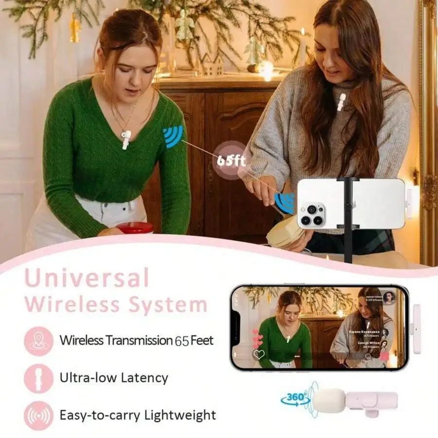 Universal Wireless Lavalier Microphone For Mobile Phones, Plug And Play, 65ft Range, Lightweight For Vlogging Interviews
Universal Wireless Lavalier Microphone For Mobile Phones, Plug And Play, 65ft Range, Lightweight For Vlogging Interviews